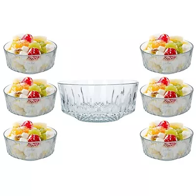 Buy 7 Piece Glass Dessert Bowl Container Fruit Salad Sweet Bowls Serving Dish Round • 13.85£