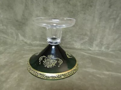 Buy Vintage 1940's Tiffin Glass Melrose Etch Gold Killarney Green Clear Candlestick • 146.78£