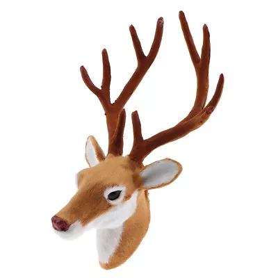 Buy Realistic Deer Head Wall Mount Sculpture Animal Model Ornament For Home • 7.63£