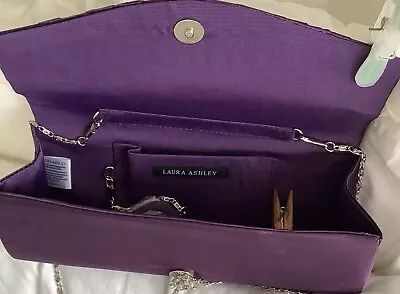 Buy Laura Ashley Purple Satin Feel Clutch Bag • 3.99£