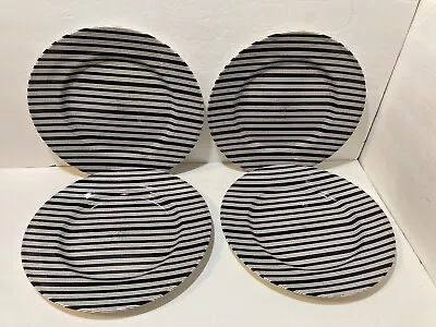 Buy Royal Stafford Black Denim Dinner Plates Striped England 11” Set Of 4 EUC • 35.41£