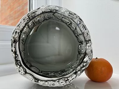 Buy Whitefriars Charcoal Grey Vintage Art Glass Bark Effect CRYSTAL  Ashtray • 75£