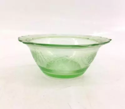 Buy Bow Knot Fruit / Sherbet Bowl | Depression Glass | Uranium Green Glass | Vintage • 18.63£