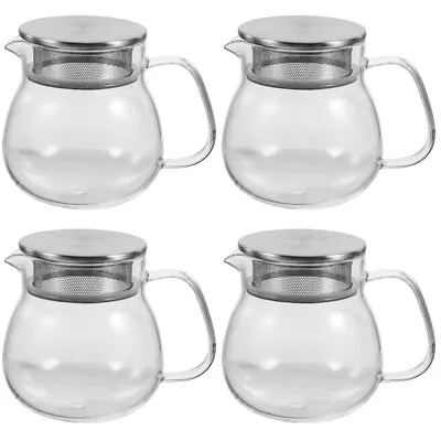 Buy 4 Sets Of Glass Teapot Portable Office Transparent Tea Kettle Handheld • 43.19£