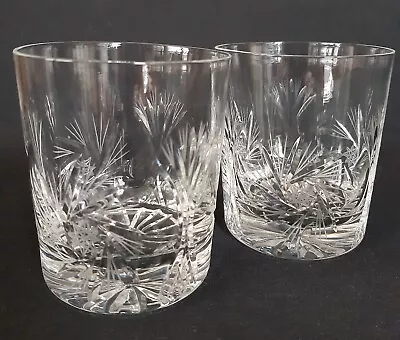 Buy Pinwheel Cut Crystal Scotch Whisky Glasses, Matching Pair. • 18£