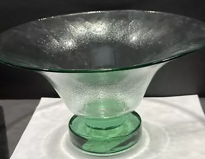 Buy Green Glass Art Deco VTG Fruit Bowl W Footed Round Pedestal - 11.5” - Heavy EUC • 26.08£