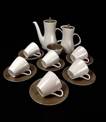 Buy Vintage Poole Pottery Twintone Tea Set / Coffee / Brown And Cream / For 6 People • 75£