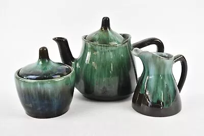 Buy Blue Mountain Pottery Ceramic Job Lot X 3 Canadian Black & Green Teapot Jug Bowl • 24.99£