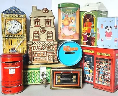 Buy VINTAGE MONEY BOXES - TIN Or CERAMIC  -  CLICK On - SELECT - To BROWSE And ORDER • 12£