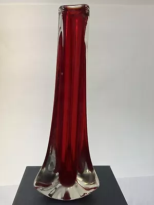 Buy Whitefriars Ruby Red Tricorn Vase Pattern Number 9570. • 15£