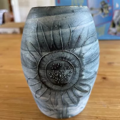 Buy Carn Pottery Penzance - Bud Vase With Floral Design - Blue • 15£