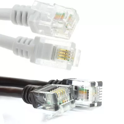 Buy High Speed RJ11 Modem Cable ADSL 2+/Fibre BT/Sky Broadband 1m/2m/3m/5m/10m LOT • 4.47£