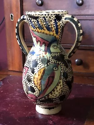 Buy Mediterranean Studio Pottery Ceramic Vase With Fish Design • 8.99£