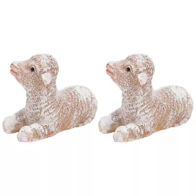 Buy  2 Pcs Mini Decor Sheep Figurines Animal Figure Lamb Ornament Ornaments • 8.75£
