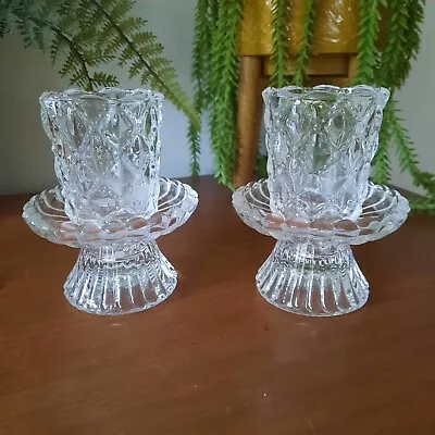 Buy 2  Partylite Quilted Crystal Glass Votive Candle Holders (2 Parts) P9246 Vintage • 14£