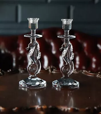 Buy Pair Waterford Crystal Seahorse 11  Tall Light Candlesticks New In Box • 181.73£