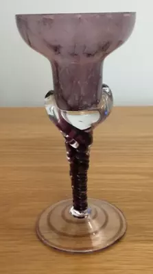Buy Vintage Glass Purple Candle Stick/Candle Holder With Twisted Stem • 6.99£