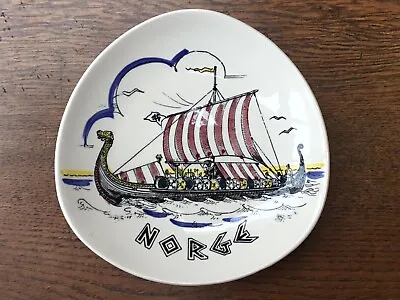 Buy Vintage Stavangerflint Viking Ship NORGE Hand Painted Pottery Wall Dish, Norway • 14£