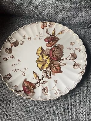 Buy Antique Brown Westhead Moore & Co. CAULDON WARE Floral Plate Gold England • 60.58£