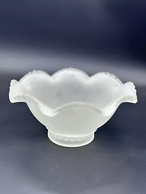 Buy Vintage Frosted Glass Scalloped Bowl W/Bubble Foot MCM • 27.96£