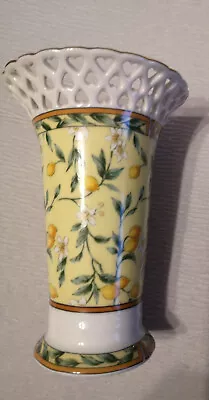 Buy Royal Ashmore Dainty Porcelain Vase. Yellow Lemon Fruit. Cut Out Hearts.  Gilded • 22£