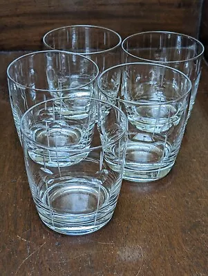 Buy 5 X French Vintage Etched Cut Glass Crystal Tumblers Glasses Bulbous Heavy Base • 32£