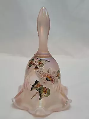 Buy Fenton Bell Floral Painted Pink Opalescent By P. Hayhurst Signed By Bill Fenton • 42.87£