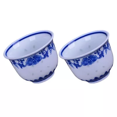 Buy  2 Pcs Blue And White Porcelain Cup Exquisite Tea Bone China Cups Chinese Style • 11.55£