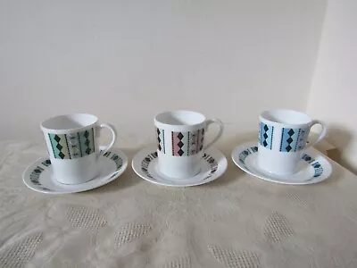 Buy Vintage Retro Royal Adderley Bone China Set 3 Coffee Cups & Saucers Masquerade • 11.99£