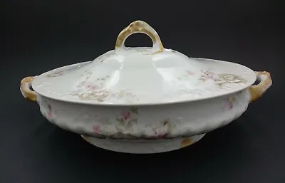 Buy Theodore Haviland Limoges France Porcelain Oval Tureen Pink Roses W/Gold Accent  • 55.47£
