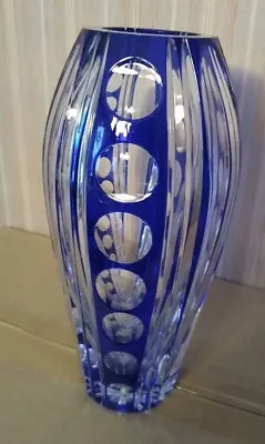 Buy 9  Bohemia Hand-Cut Blue & Clear Crystal Vase • 153.77£