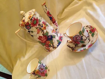 Buy Crown Ducal Chintz Antique Coffee Pot Cups And Saucer ? Tree Rose / Festival • 20£