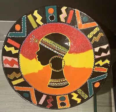 Buy Zimbabwe Signed Mary 1999 Hand Painted Bowl 9 1/4” “Herding Cattle” African Art • 29.99£