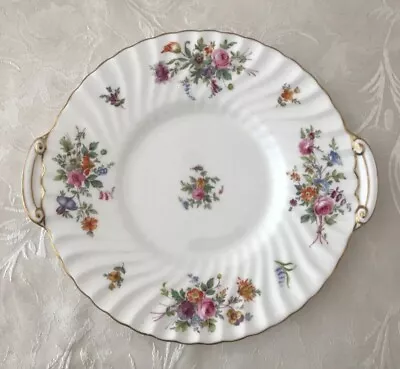 Buy Vintage Minton  Marlow  Bone China Fluted Gilded Floral Cake Plate • 10.99£