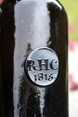 Buy Antique 1815 Rhc Richard Hall Clarke Uffculme Devon Black Glass Wine Bottle • 268£