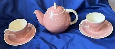 Buy Susie Cooper Kestrel Teapot 2 Cup Saucer Sets Pink Half Moon Crown Works England • 55.87£