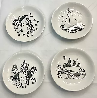 Buy VTG Arabia Of Finland Small 3.75” Emilia Plates Complete Set (4) Finnish Scenes • 72.82£