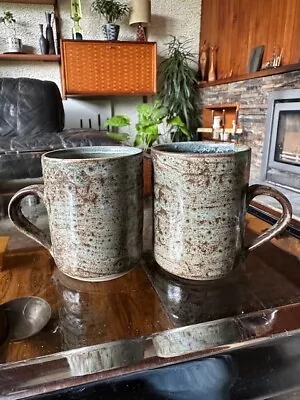 Buy Pair Of Welsh Abaty Studio Pottery Mugs In Great Glaze • 20£